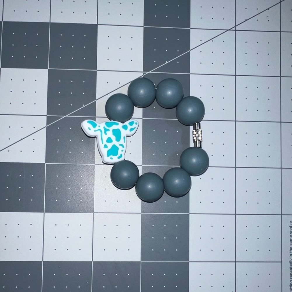 Blue cow cup charm